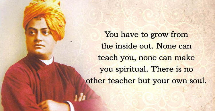 Swami Vivekananda with a quotation about inner growth